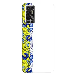 Силиконовый Чехол на TECNO Pova-2 (LE7n) с картинкой Вышиванки (Желто-синяя вышиванка)