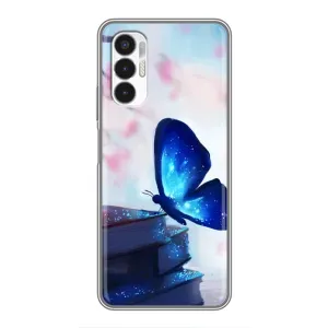 Силиконовый бампер с картинкой животных для Tecno POVA 3 (LF7n) (Бабочка синяя)