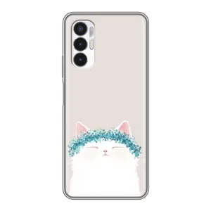 Чехол на тематику: Коты для TECNO POVA 3 (LF7n) (Белый котик)