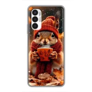 Печатный чехол «Зверята с кофе» для Tecno POVA 3 (LF7n) (Белка с кофе)