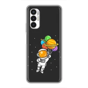 Силіконовый Чохол з принтом "Космонавти" на Tecno POVA 3 (LF7n) (Космонавт з кульками)