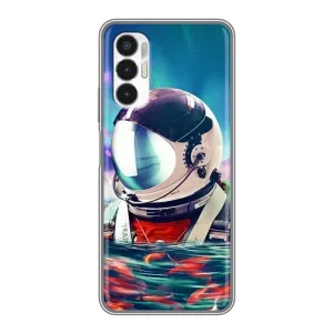 Силіконовый Чохол з принтом "Космонавти" на Tecno POVA 3 (LF7n) (Космонавт у воді)