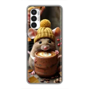 Печатный чехол «Зверята с кофе» для Tecno POVA 3 (LF7n) (Мышка с кофе)