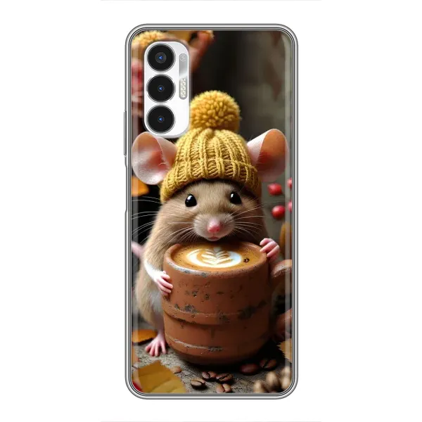 Чехол с рисунком «Мышка с кофе» для TECNO POVA 3 (LF7n) Чехол с рисунком «Мышка с кофе» для TECNO POVA 3 (LF7n)