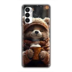 Печатный чехол «Зверята с кофе» для Tecno POVA 3 (LF7n) (Медвежонок с кофе)