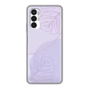 Чехол цветочный дизайн для Tecno POVA 3 (LF7n) (Монстера фиолетовая)