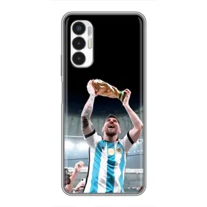 Чехлы Лео Месси Аргентина для Tecno POVA 3 (LF7n) (Счастливый Месси)