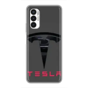 Силіконовий бампер з картинкою машини на Tecno POVA 3 (LF7n) (Logo TESLA)