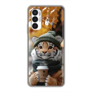 Печатный чехол «Зверята с кофе» для Tecno POVA 3 (LF7n) (Тигр с кофе)