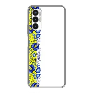 Силиконовый Чехол на Tecno POVA 3 (LF7n) с картинкой Вышиванки (Желто-синяя вышиванка)