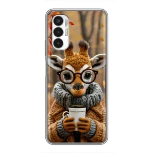 Печатный чехол «Зверята с кофе» для Tecno POVA 3 (LF7n) (Жираф с кофе)