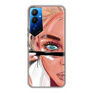 Силіконовый Чохол на Tecno POVA 4 (LG7n) з картинкой Модных девушек (Дівчина та вії)