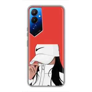 Силіконовый Чохол на Tecno POVA 4 (LG7n) з картинкой Модных девушек (Дівчина Nike)