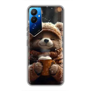 Печатный чехол «Зверята с кофе» для Tecno POVA 4 (LG7n) (Медвежонок с кофе)