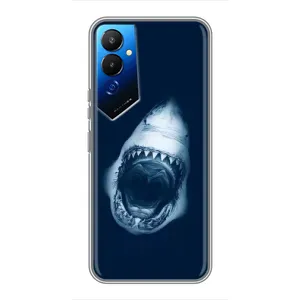 Силиконовый бампер с картинкой животных для Tecno POVA 4 (LG7n) (Пасть Акулы)