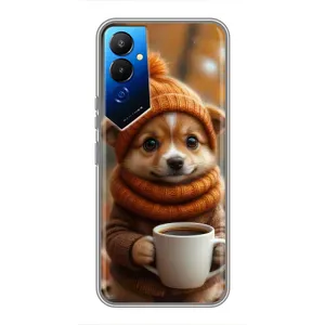 Печатный чехол «Зверята с кофе» для Tecno POVA 4 (LG7n) (Собачка с кофе)