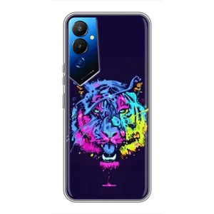 Силиконовый бампер с картинкой животных для Tecno POVA 4 (LG7n) (Тигр-Арт)