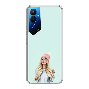 Силіконовый Чохол на Tecno POVA 4 (LG7n) з картинкой Модных девушек (В шапці)