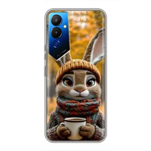Печатный чехол «Зверята с кофе» для Tecno POVA 4 (LG7n) (Зайчик с кофе)