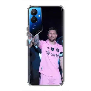 Чехлы Лео Месси в Майами на Tecno POVA 4 (LG7n) (Золотой мяч Месси)