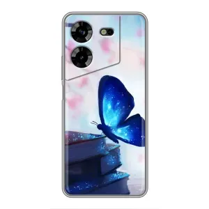 Силиконовый бампер с картинкой животных для Tecno POVA 5 (LG7n) (Бабочка синяя)