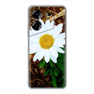 Чехол с ромашками на Tecno POVA 5 (LG7n) (Белая ромашка)