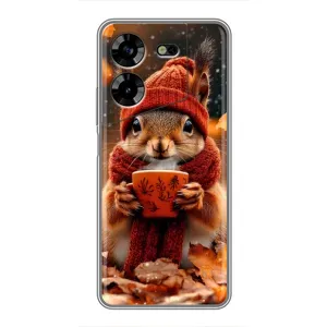Печатный чехол «Зверята с кофе» для Tecno POVA 5 (LG7n) (Белка с кофе)