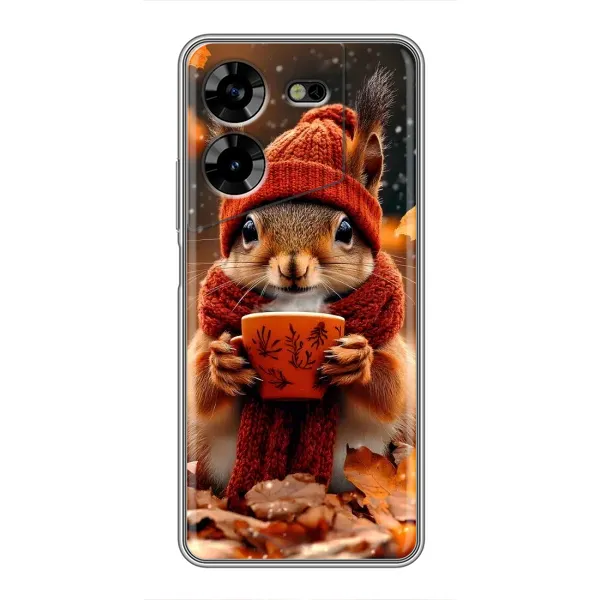 Чехол с рисунком «Белка с кофе» для TECNO POVA 5 (LG7n) Чехол с рисунком «Белка с кофе» для TECNO POVA 5 (LG7n)