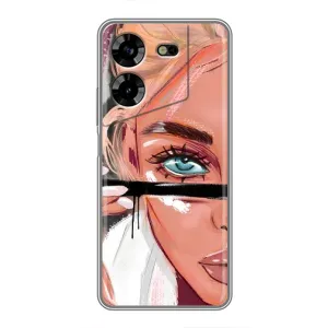 Силіконовый Чохол на Tecno POVA 5 (LG7n) з картинкой Модных девушек (Дівчина та вії)