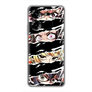 Силиконовые чехлы с глазами Anime для Техно Пова 5 (Глаза на чорном)