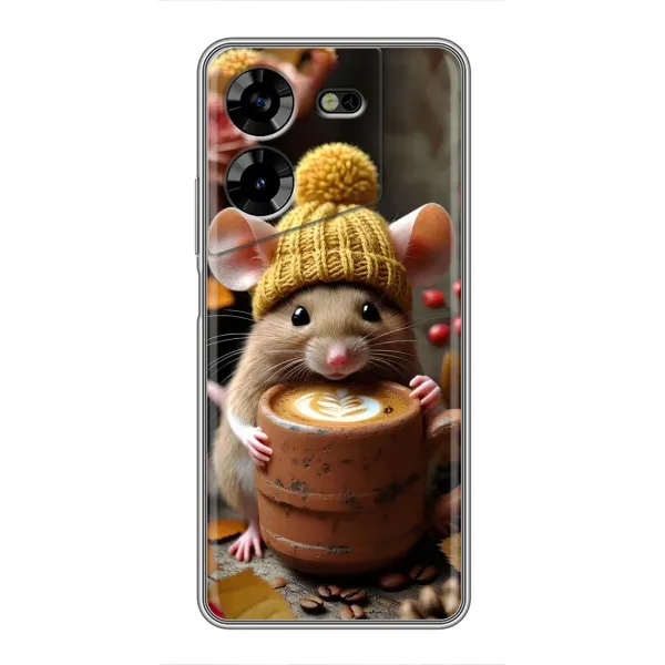 Чехол с рисунком «Мышка с кофе» для TECNO POVA 5 (LG7n) Чехол с рисунком «Мышка с кофе» для TECNO POVA 5 (LG7n)