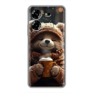 Печатный чехол «Зверята с кофе» для Tecno POVA 5 (LG7n) (Медвежонок с кофе)