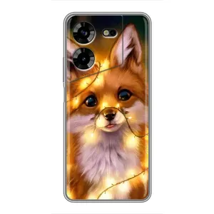 Чехол с Лисичкой для Tecno POVA 5 (LG7n) (Новогодний лисенок)