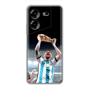 Чехлы Лео Месси Аргентина для Tecno POVA 5 (LG7n) (Счастливый Месси)