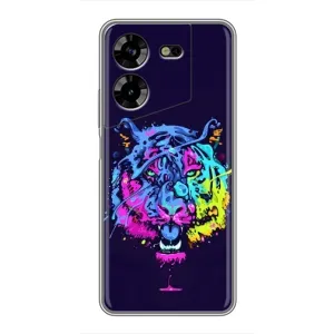 Силиконовый бампер с картинкой животных для Tecno POVA 5 (LG7n) (Тигр-Арт)
