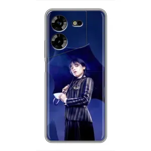 Чохол з картинкою Венсдей на Tecno POVA 5 (LG7n) (Венсдей з парасолькою)