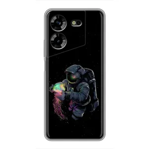 Силиконовый Чехол с принтом "Космонавты" на Tecno POVA 5 (LG7n) (В руках земля)