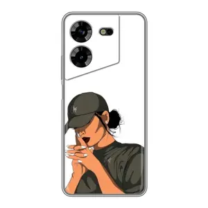 Силіконовый Чохол на Tecno POVA 5 (LG7n) з картинкой Модных девушек (У зеленому)