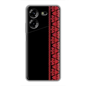 Силиконовый Чехол на Tecno POVA 5 (LG7n) с картинкой Вышиванки (Вышиванка на черном)