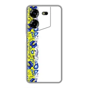 Силиконовый Чехол на Tecno POVA 5 (LG7n) с картинкой Вышиванки (Желто-синяя вышиванка)