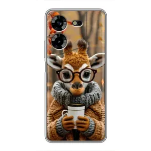 Печатный чехол «Зверята с кофе» для Tecno POVA 5 (LG7n) (Жираф с кофе)