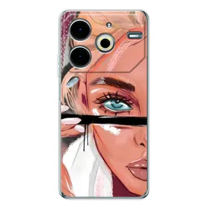 Силиконовый Чехол на Tecno Pova 6 Neo 5G с картинкой Стильных Девушек (Девушка и ресницы)