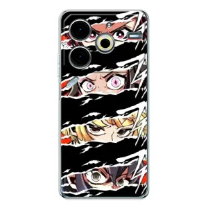 Силиконовые чехлы с глазами Anime для Пова 6 Нео 5G (Глаза на чорном)