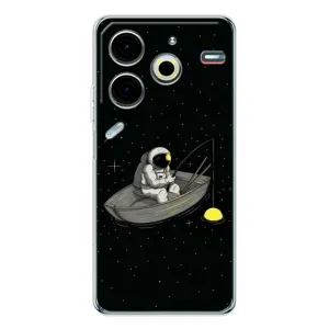 Силиконовый Чехол с принтом "Космонавты" на Tecno Pova 6 Neo 5G (Космонавт на рыбалке)