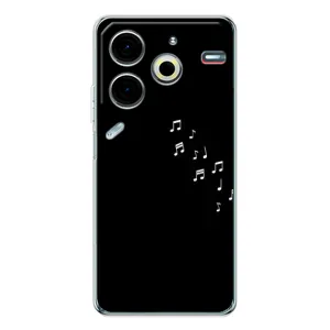 Чехол с картинками на черном фоне для Tecno Pova 6 Neo 5G (Ноты)