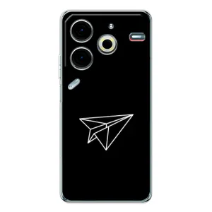 Чехол с картинками на черном фоне для Tecno Pova 6 Neo 5G (Самолетик)