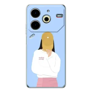 Силиконовый Чехол на Tecno Pova 6 Neo 5G с картинкой Стильных Девушек (Желтая кепка)