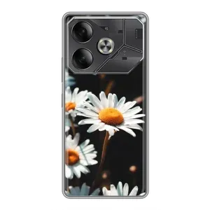 Чехол с ромашками на Tecno Pova 6 (Белые ромашки)
