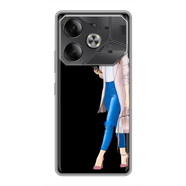 Чехол с рисунком «Девушка со смартфоном» для TECNO Pova 6 Чехол с рисунком «Девушка со смартфоном» для TECNO Pova 6