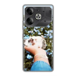 Чехлы с изображением разных животных для Tecno Pova 6 (Ежик на руках)